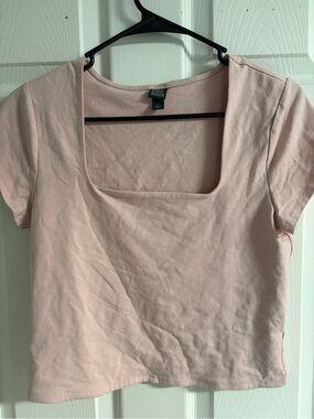 wild fable Pale Pink Square-Neck Cropped Tee
